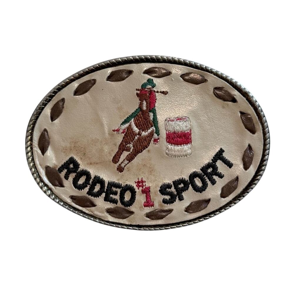Vintage Rodeo Sport Belt Buckle with Horse Design
